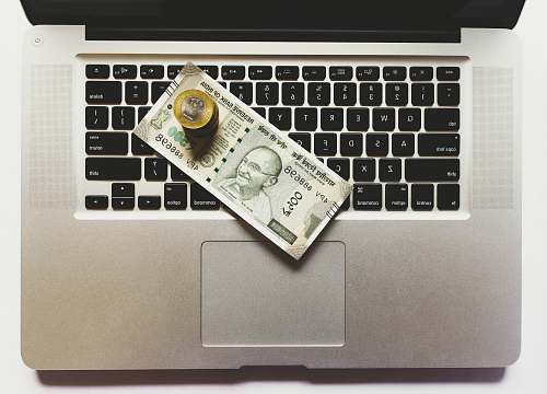 computer hardware 500 Indian rupee banknote computer keyboard